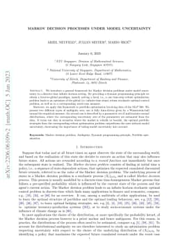 Markov Decision Processes under Model Uncertainty