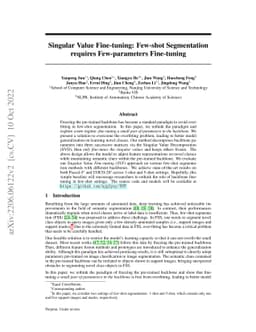 Singular Value Fine-tuning: Few-shot Segmentation requires
  Few-parameters Fine-tuning
