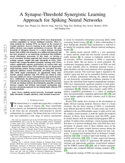 A Synapse-Threshold Synergistic Learning Approach for Spiking Neural
  Networks