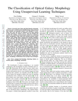 The Classification of Optical Galaxy Morphology Using Unsupervised
  Learning Techniques