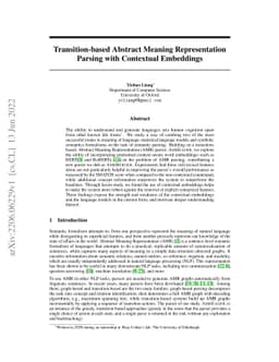 Transition-based Abstract Meaning Representation Parsing with Contextual
  Embeddings