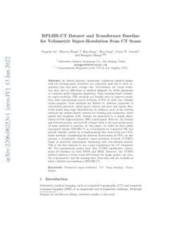 RPLHR-CT Dataset and Transformer Baseline for Volumetric
  Super-Resolution from CT Scans