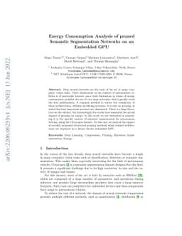Energy Consumption Analysis of pruned Semantic Segmentation Networks on
  an Embedded GPU