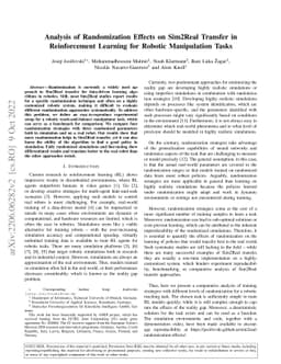 Analysis of Randomization Effects on Sim2Real Transfer in Reinforcement
  Learning for Robotic Manipulation Tasks