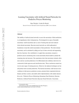 Learning Uncertainty with Artificial Neural Networks for Improved
  Predictive Process Monitoring