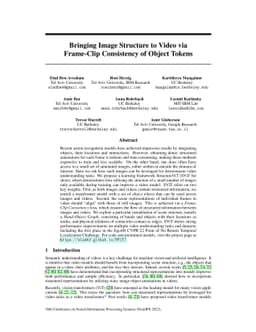 Bringing Image Scene Structure to Video via Frame-Clip Consistency of
  Object Tokens