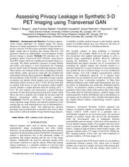 Assessing Privacy Leakage in Synthetic 3-D PET Imaging using Transversal
  GAN