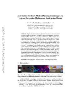 Safe Output Feedback Motion Planning from Images via Learned Perception
  Modules and Contraction Theory