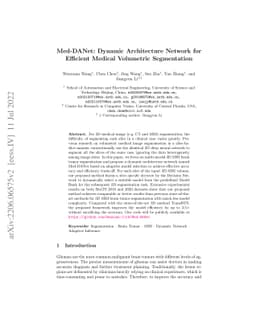 Med-DANet: Dynamic Architecture Network for Efficient Medical Volumetric
  Segmentation