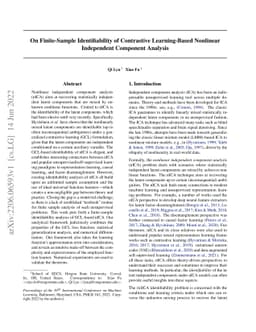 On Finite-Sample Identifiability of Contrastive Learning-Based Nonlinear
  Independent Component Analysis