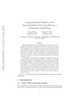 Computing Real Numbers with Large-Population Protocols Having a
  Continuum of Equilibria