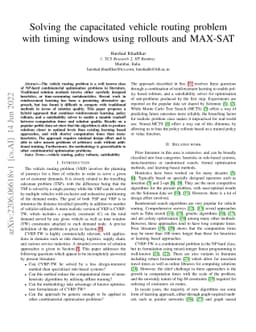 Solving the capacitated vehicle routing problem with timing windows
  using rollouts and MAX-SAT