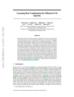 Learning Best Combination for Efficient N:M Sparsity