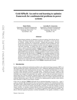 Grid-SiPhyR: An end-to-end learning to optimize framework for
  combinatorial problems in power systems