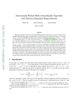 Adversarially Robust Multi-Armed Bandit Algorithm with
  Variance-Dependent Regret Bounds