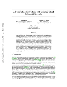 Adversarial Audio Synthesis with Complex-valued Polynomial Networks