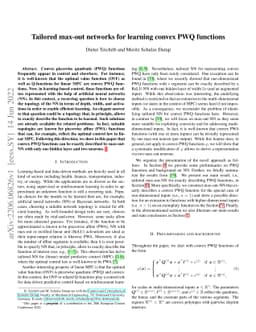 Tailored max-out networks for learning convex PWQ functions