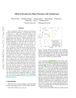 Efficient Decoder-free Object Detection with Transformers