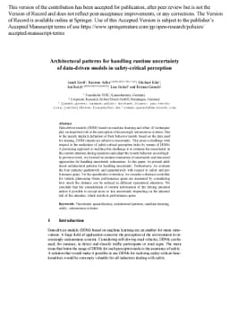 Architectural patterns for handling runtime uncertainty of data-driven
  models in safety-critical perception