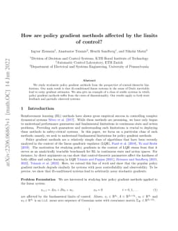 How are policy gradient methods affected by the limits of control?