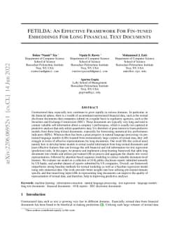 FETILDA: An Effective Framework For Fin-tuned Embeddings For Long
  Financial Text Documents