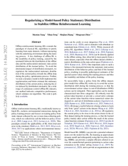 Regularizing a Model-based Policy Stationary Distribution to Stabilize
  Offline Reinforcement Learning