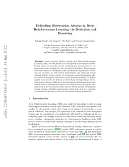Defending Observation Attacks in Deep Reinforcement Learning via
  Detection and Denoising
