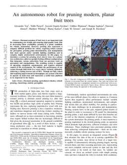 An autonomous robot for pruning modern, planar fruit trees