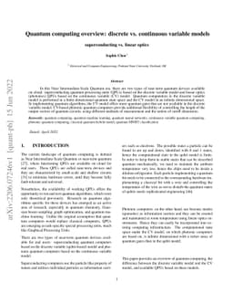 Quantum computing overview: discrete vs. continuous variable models