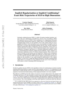 Implicit Regularization or Implicit Conditioning? Exact Risk
  Trajectories of SGD in High Dimensions