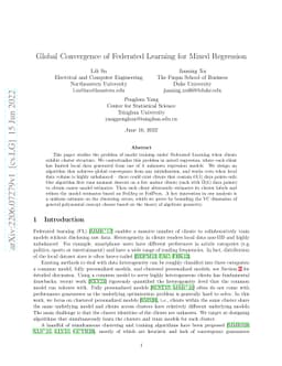 Global Convergence of Federated Learning for Mixed Regression