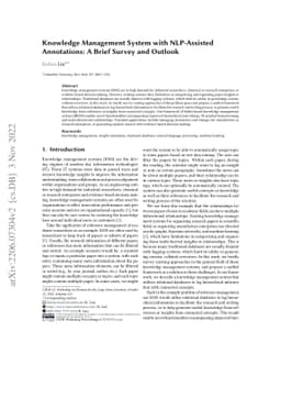 Knowledge Management System with NLP-Assisted Annotations: A Brief
  Survey and Outlook