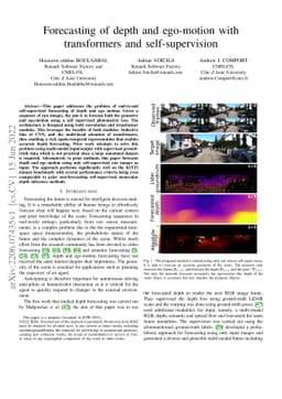Forecasting of depth and ego-motion with transformers and
  self-supervision
