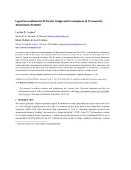Legal Provocations for HCI in the Design and Development of Trustworthy
  Autonomous Systems