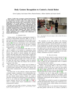 Body Gesture Recognition to Control a Social Robot