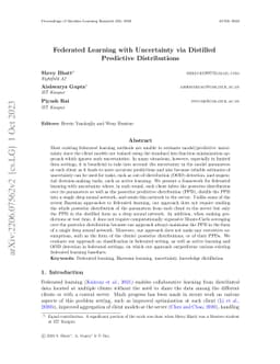 Federated Learning with Uncertainty via Distilled Predictive
  Distributions