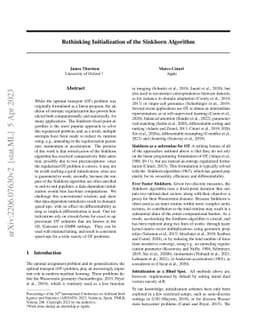 Rethinking Initialization of the Sinkhorn Algorithm
