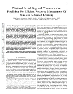 Clustered Scheduling and Communication Pipelining For Efficient Resource
  Management Of Wireless Federated Learning