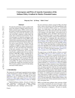 Convergence and Price of Anarchy Guarantees of the Softmax Policy
  Gradient in Markov Potential Games