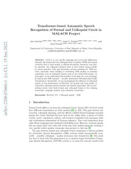 Transformer-based Automatic Speech Recognition of Formal and Colloquial
  Czech in MALACH Project