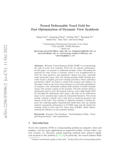 Neural Deformable Voxel Grid for Fast Optimization of Dynamic View
  Synthesis