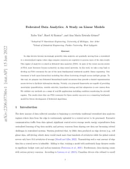 Federated Data Analytics: A Study on Linear Models