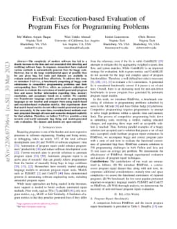 FixEval: Execution-based Evaluation of Program Fixes for Programming
  Problems