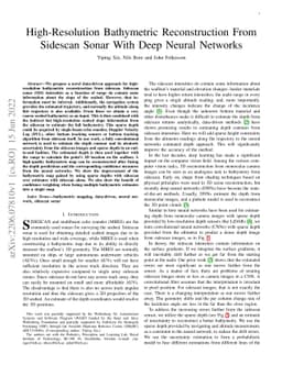 High-Resolution Bathymetric Reconstruction From Sidescan Sonar With Deep
  Neural Networks