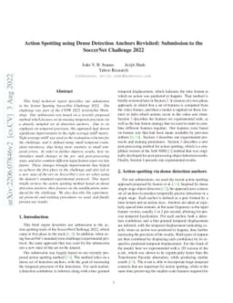 Action Spotting using Dense Detection Anchors Revisited: Submission to
  the SoccerNet Challenge 2022
