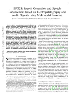 EPG2S: Speech Generation and Speech Enhancement based on
  Electropalatography and Audio Signals using Multimodal Learning