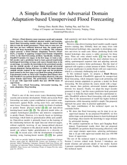 A Simple Baseline for Adversarial Domain Adaptation-based Unsupervised
  Flood Forecasting