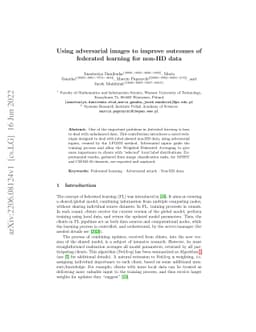 Using adversarial images to improve outcomes of federated learning for
  non-IID data