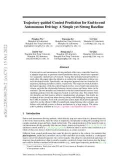 Trajectory-guided Control Prediction for End-to-end Autonomous Driving:
  A Simple yet Strong Baseline