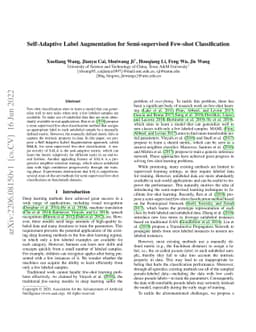 Self-Adaptive Label Augmentation for Semi-supervised Few-shot
  Classification